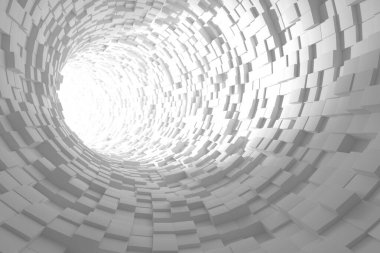 Minimalist tarzda ışık ve gölgeli soyut geometrik tünel. 3d hazırlayıcı..