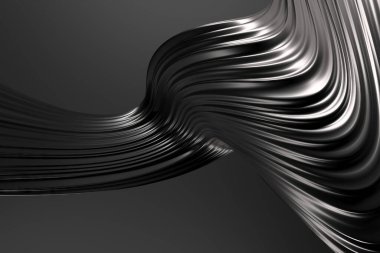 Modern sanat ve iç dekorasyon için soyut metalik dalga tasarımı. 3d hazırlayıcı.