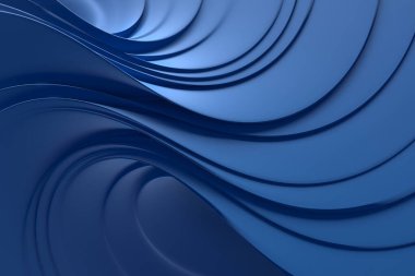 Zarif mavi eğrilerdeki soyut dalga desenleri. 3d hazırlayıcı.