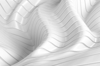 Beyaz kavisli çizgilerin soyut dalgaları. 3d hazırlayıcı.