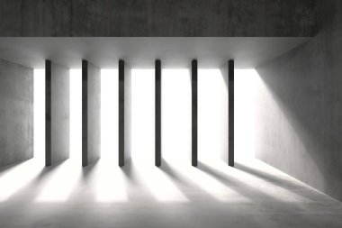 Geometrik gölgeli modern mimari alan ve minimalist tasarım. 3d hazırlayıcı.