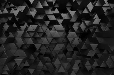 Geometrik soyut siyah üçgen şekilleri dizisi. 3d hazırlayıcı.