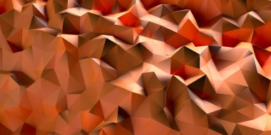Sıcak turuncu tonlarda düşük poli üçgen şekilli geometrik soyut desen. 3d hazırlayıcı.