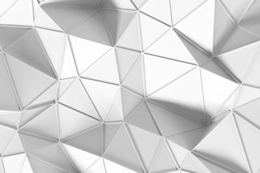 Beyaz üçgen şekilli modern geometrik soyut desen. 3d hazırlayıcı.