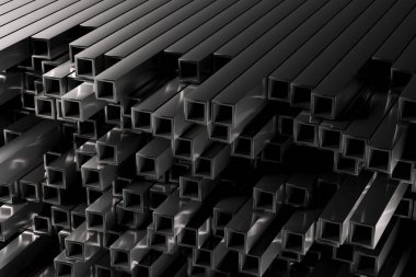 Endüstriyel güç ve istiflenmiş metal tüplerin geometrik hassasiyeti. 3d hazırlayıcı.