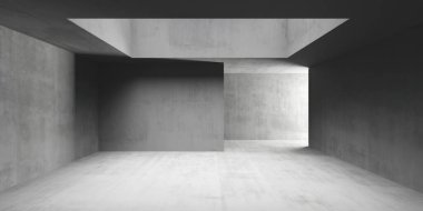 Modern iç mekanlar için minimalist mimari beton alan tasarımı. 3d hazırlayıcı.