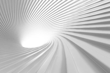 Mimari ilham ve fütüristik estetik için modern minimalist beyaz spiral tasarım. 3d hazırlayıcı.