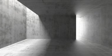 Mimari görselleştirme için modern minimalist beton iç tasarım konsepti. 3d hazırlayıcı.