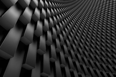 Tekrarlayan siyah küplerle soyut geometrik desen. 3d hazırlayıcı.