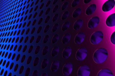Modern tasarım için mavi ve pembe dairesel desenli soyut metalik yüzey. 3d hazırlayıcı.