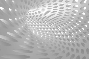 Mimari tasarım için dairesel desenleri olan soyut spiral yapı. 3d hazırlayıcı..