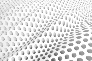 Dairesel deliklerin dalgalı desenli soyut geometrik yüzeyi. 3d hazırlayıcı.