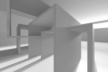 Monokrom minimalist tarzda soyut geometrik mimari tasarımı. 3d hazırlayıcı..