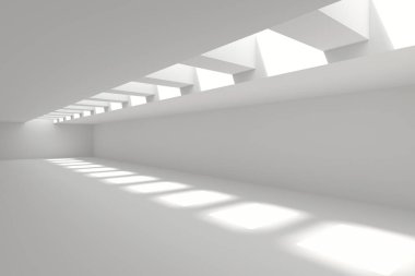 Işıklı ve gölgeli minimalist mimari iç mimari. 3d hazırlayıcı.