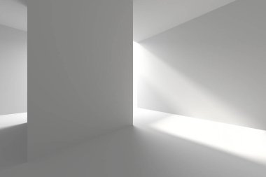 Doğal ışık ve gölgeli minimalist mimari alan. 3d hazırlayıcı.