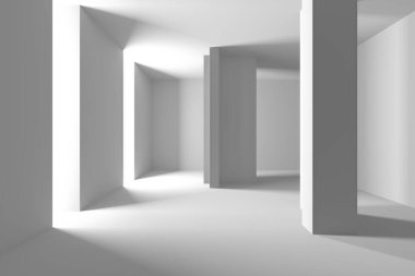 Geometrik ışık ve gölge oyunlu minimalist mimari alan. 3d hazırlayıcı.