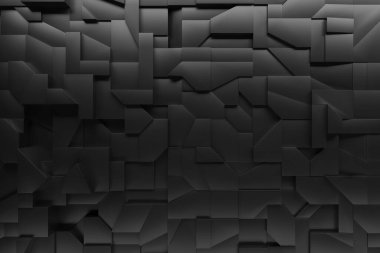 Siyah panelli soyut geometrik desen. 3d hazırlayıcı.