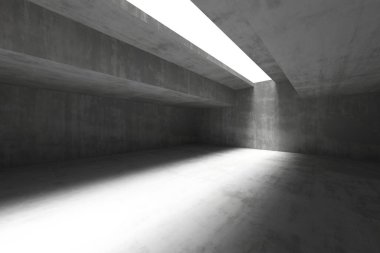 Işığı ve gölgeleri yansıtan modern endüstriyel mimari alan. 3d hazırlayıcı..