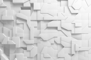 Beyaz dikdörtgen bloklu soyut geometrik desen. 3d hazırlayıcı.