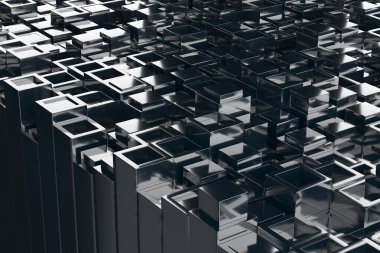 Modern tasarım için geometrik soyut metalik küp deseni. 3d hazırlayıcı.