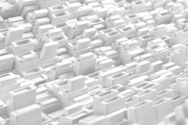 Tasarım ve mimari ilham için gelecekçi geometrik şehir manzarası. 3d hazırlayıcı.