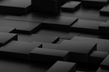 Soyut geometrik kara bloklar kusursuz arkaplan. 3d hazırlayıcı..