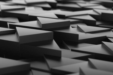 Modern tasarımda siyah üçgen şekilli geometrik soyut arkaplan. 3d hazırlayıcı..