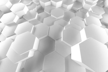 Beyaz altıgen desenli soyut geometrik arkaplan. 3d hazırlayıcı.