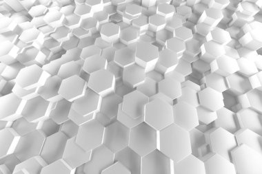 Modern tasarım projeleri için soyut geometrik beyaz altıgen desen. 3d hazırlayıcı.