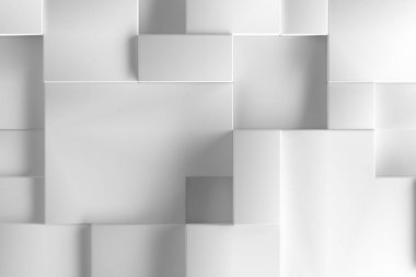 Geometrik soyut tasarım ve üst üste binen kareler. 3d hazırlayıcı.