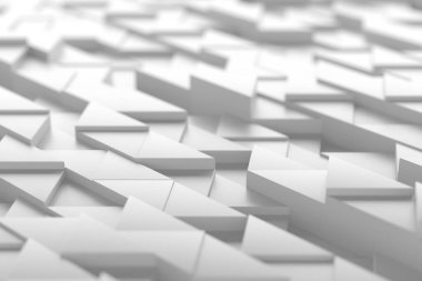 Modern tasarım için birbirine kenetlenmiş beyaz blokları olan soyut geometrik desen. 3d hazırlayıcı.