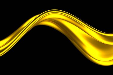 Siyah arka planda parlak altın kıvrımların zarif dalgası. 3d hazırlayıcı.