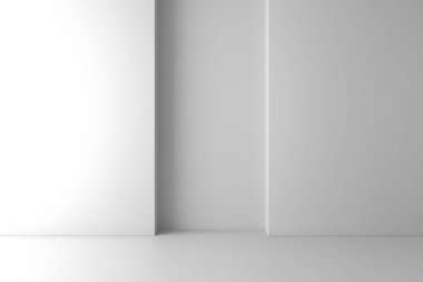 Minimalist beyaz soyut geometrik iç tasarım konsepti. 3d hazırlayıcı.