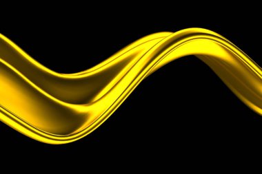 Siyah zemin üzerinde akan altın dalga. 3d hazırlayıcı..