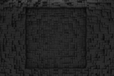 Modern tasarım için koyu dokuya sahip soyut geometrik küp deseni. 3d hazırlayıcı..