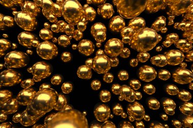 Lüks ve modern tasarım için dinamik şablon halinde altın küreler. 3d hazırlayıcı.