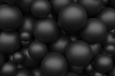 Modern tasarım için 3 boyutlu geometrik şekilleri olan soyut siyah küreler. 3d hazırlayıcı..