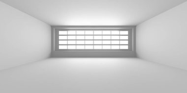 Modern pencere tasarımlı minimalist boş oda. 3d hazırlayıcı.