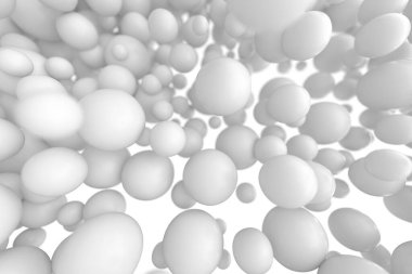 Modern sanat ve tasarım kavramları için uzayda yüzen soyut küreler. 3d hazırlayıcı.