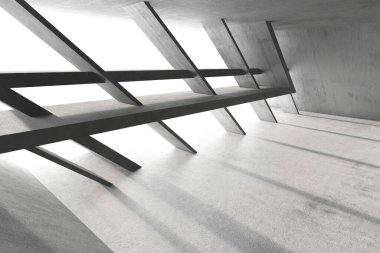 Modern tasarımda geometrik gölgeleri olan fütürist beton mimari. 3d hazırlayıcı..