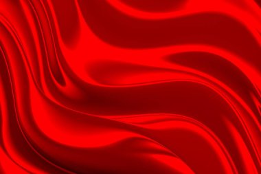 Çağdaş tasarım için canlı kırmızı ipek dalgalar. 3d hazırlayıcı.