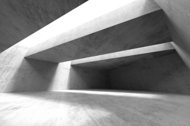 Minimalist beton içerikli soyut mimari tasarım. 3d hazırlayıcı.