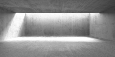 Minimalist endüstriyel beton oda ve doğal ışık. 3d hazırlayıcı.