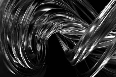 Yaratıcı tasarımlar ve arka planlar için dinamik eğrileri olan soyut metalik girdaplar. 3d hazırlayıcı..