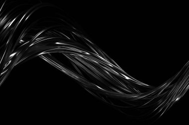 Karanlık arka planda soyut siyah tel dalgası. 3d hazırlayıcı.