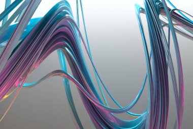Modern sanattan ilham almak için soyut sıvı kıvrımları canlı mavi ve pembe tonlarda. 3d hazırlayıcı.