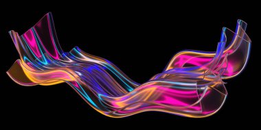 Neon yanardöner soyut dalgalar. Modern sanat, dekor ve dijital projeler için fütüristik tasarım. 3d hazırlayıcı.