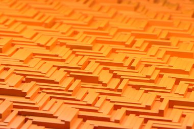 Canlı turuncu ile soyut geometrik desen. 3d hazırlayıcı.