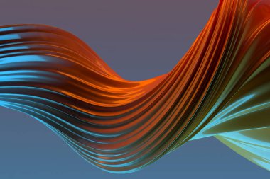 Modern tasarım için dinamik renklere ve pürüzsüz kıvrımlara sahip soyut akışkan dalga. 3d hazırlayıcı.