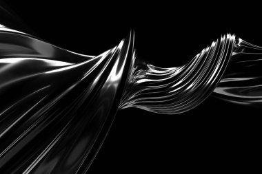 Fütürist soyut metalik dalgalar hareket halinde kıvrılıyor. 3d hazırlayıcı.